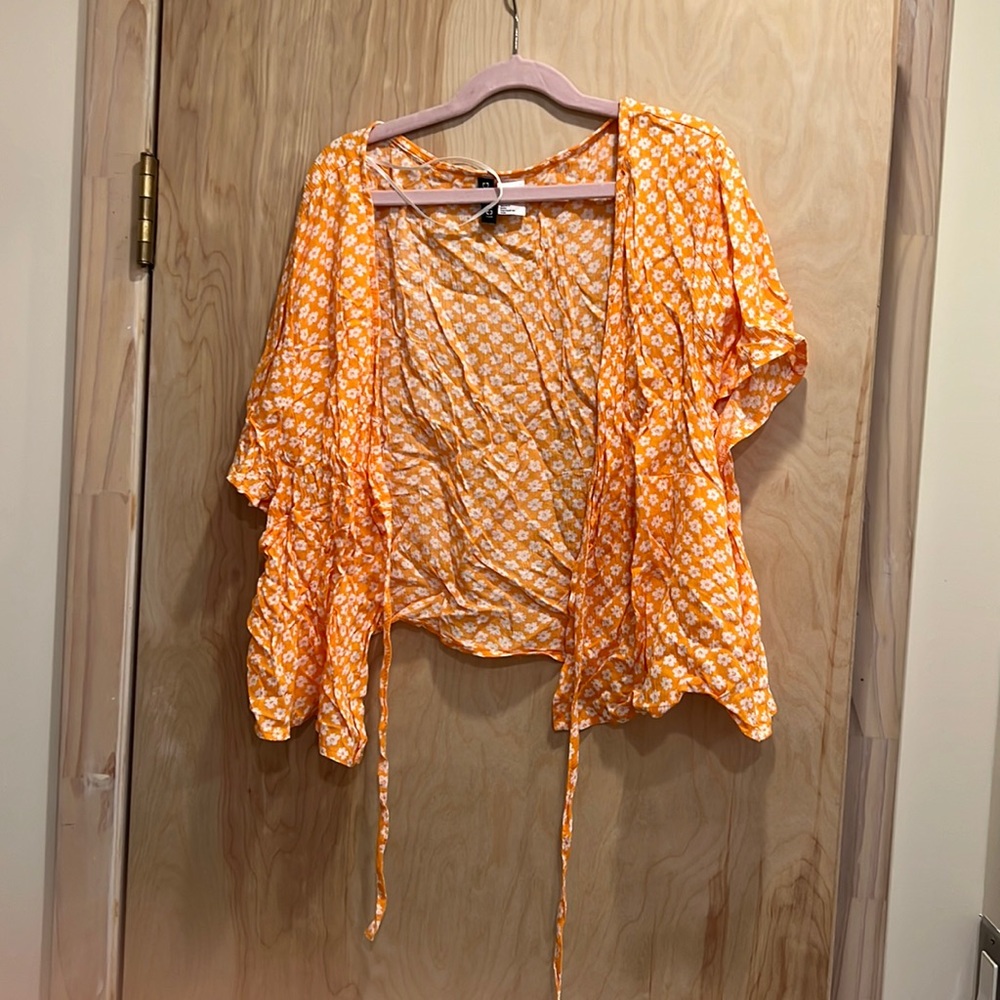 H&M orange floral tie top